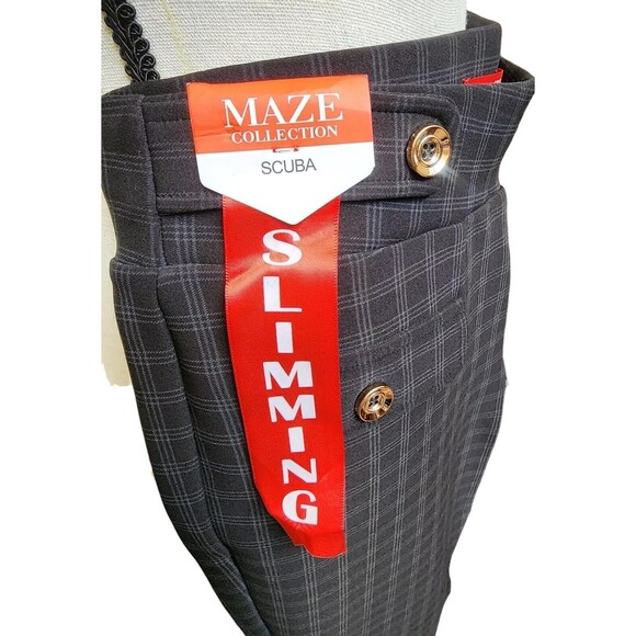 MAZE Scuba High Waist Slimming Pants Plaid NWT Size PL - Picture 1 of 9